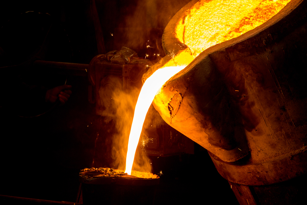 Metal,casting,process,with,red,high,temperature,fire,in,metal